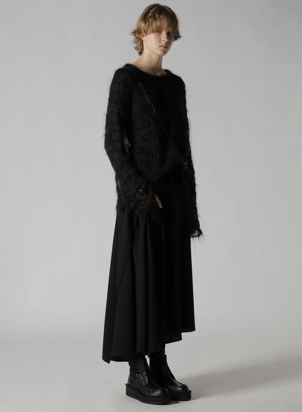 W/Ry Washer Processed Gauze Asymmetric Skirt