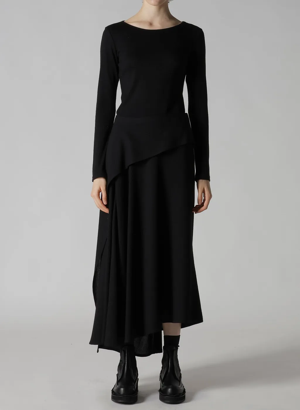 W/Ry Washer Processed Gauze Asymmetric Skirt