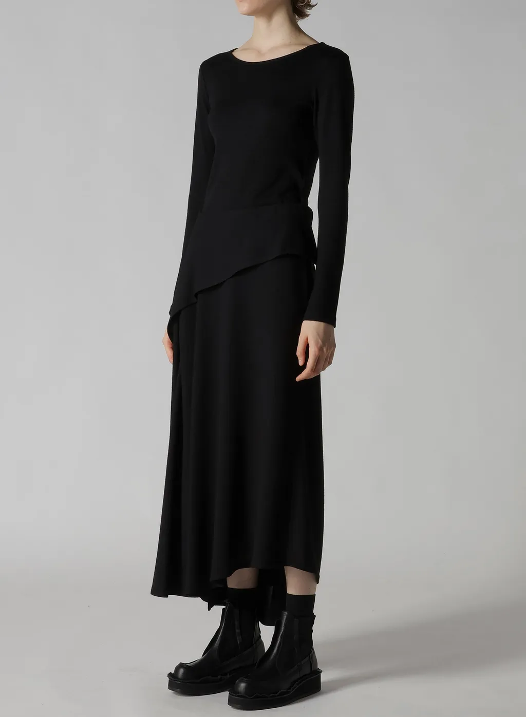 W/Ry Washer Processed Gauze Asymmetric Skirt