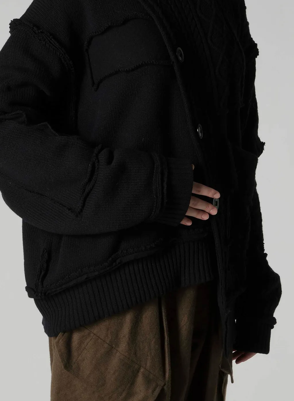 Deconstructed Design Cable Knit Cardigan