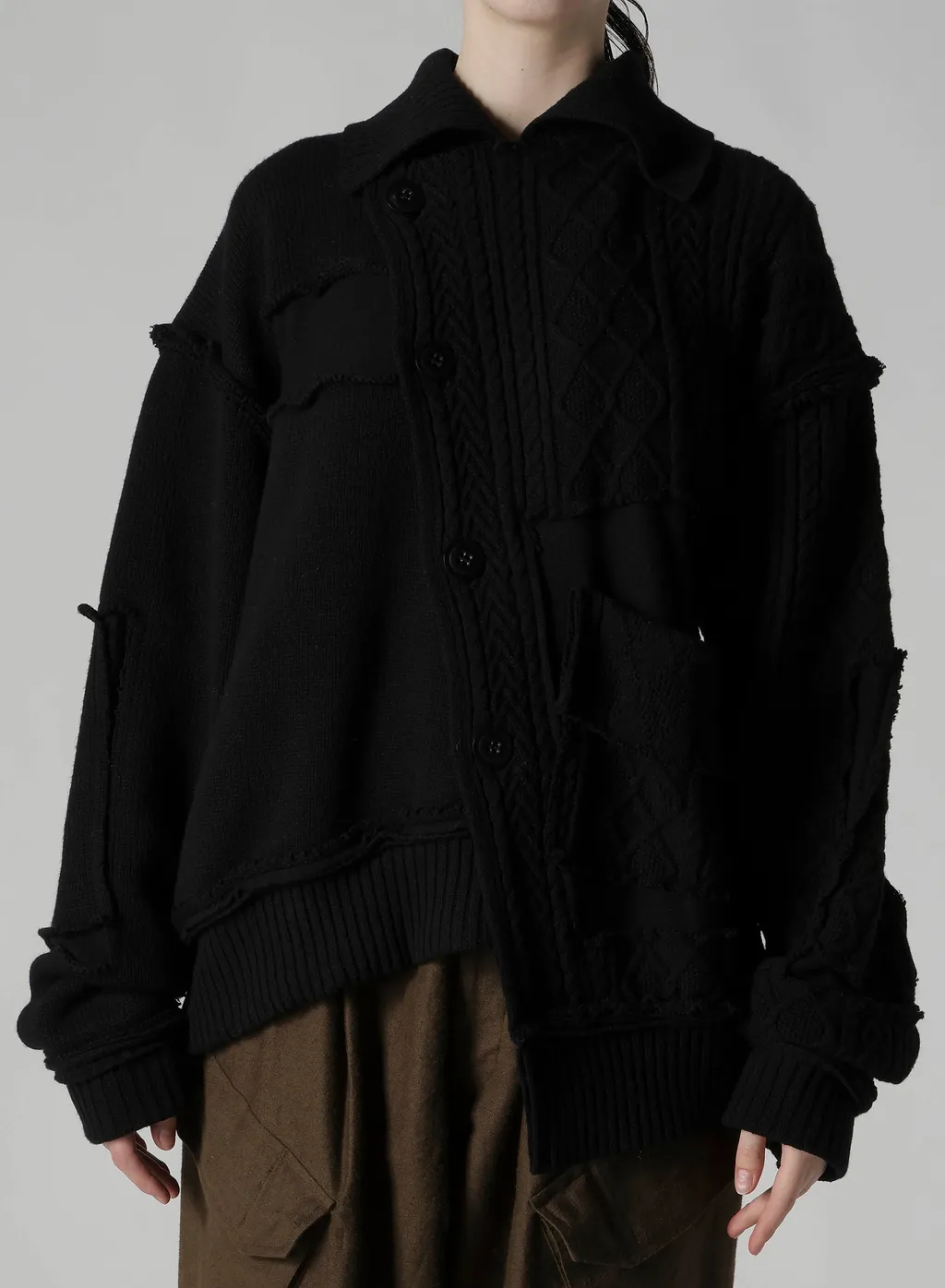 Deconstructed Design Cable Knit Cardigan