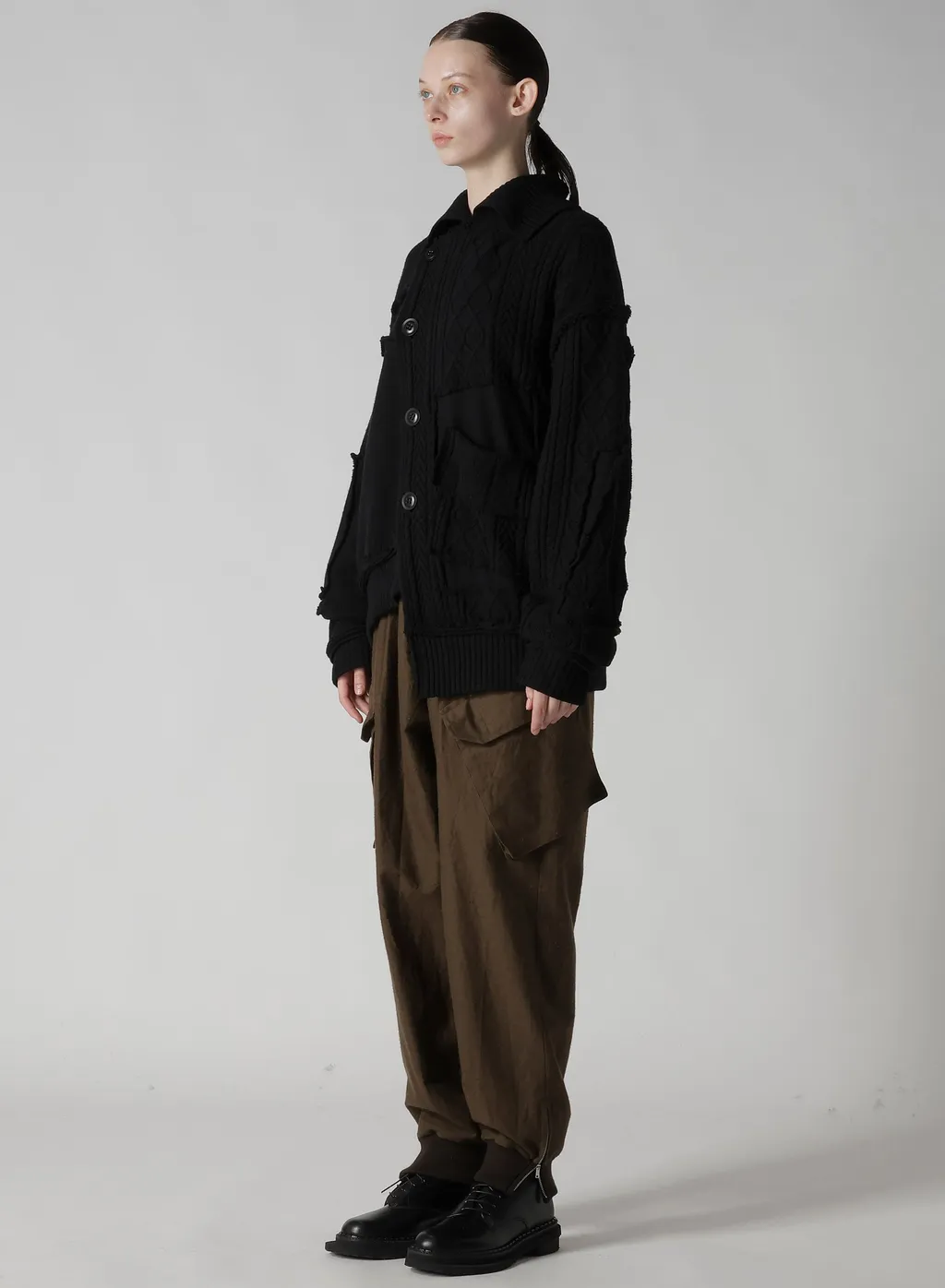 Deconstructed Design Cable Knit Cardigan