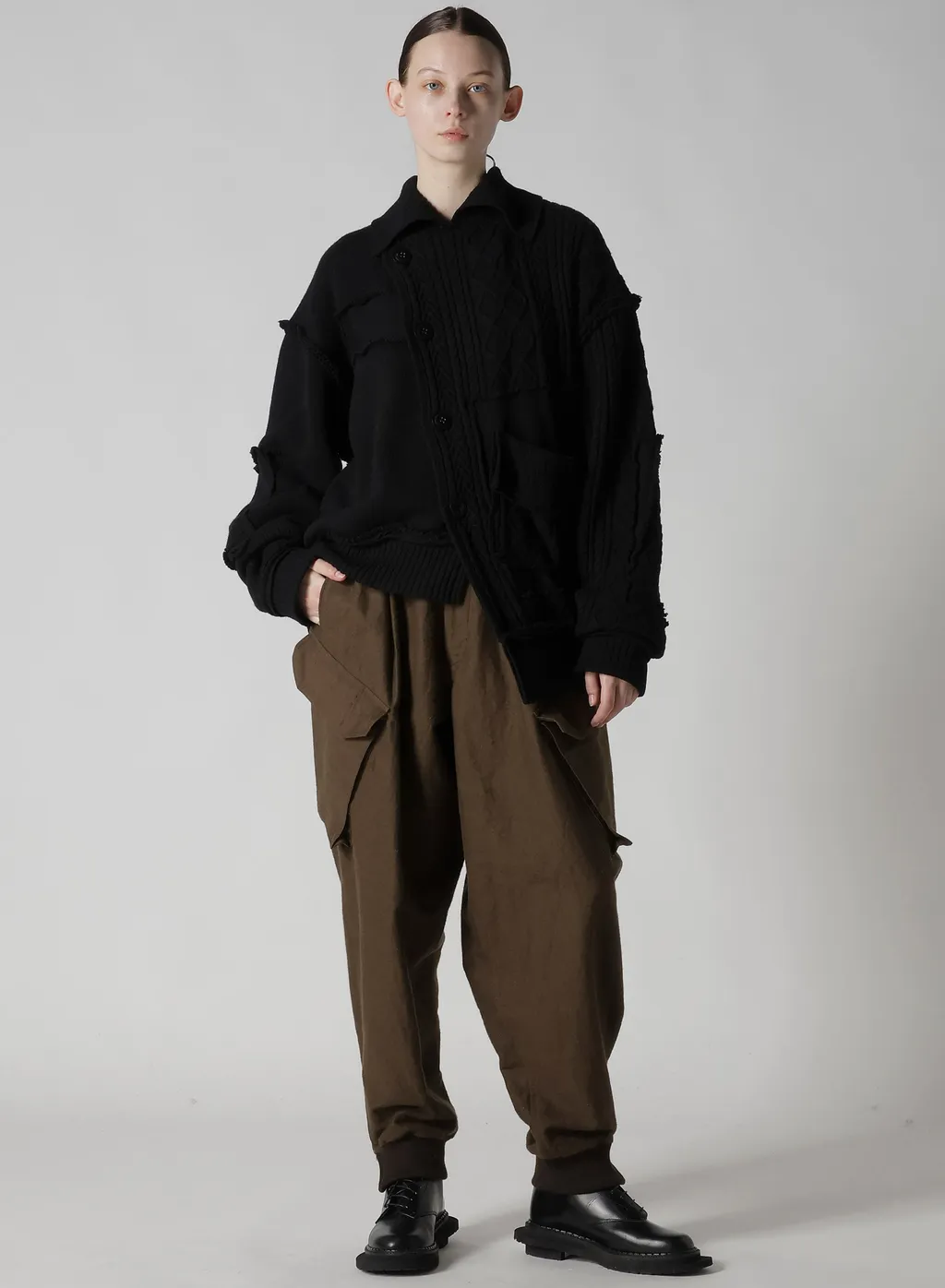 Deconstructed Design Cable Knit Cardigan