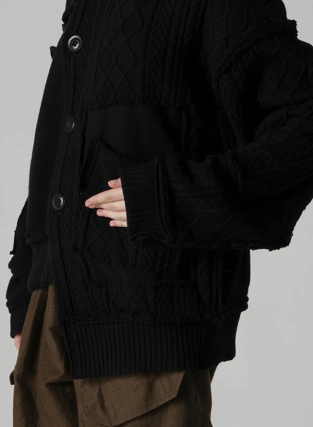 Deconstructed Design Cable Knit Cardigan