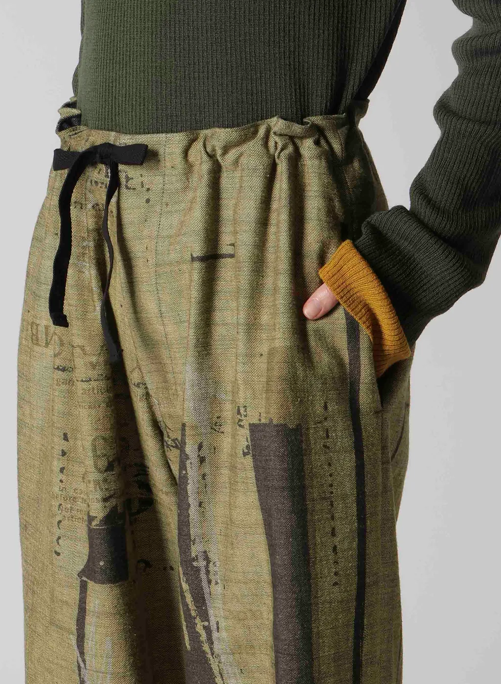 8Oz Denim Collage Print Straight String Pants