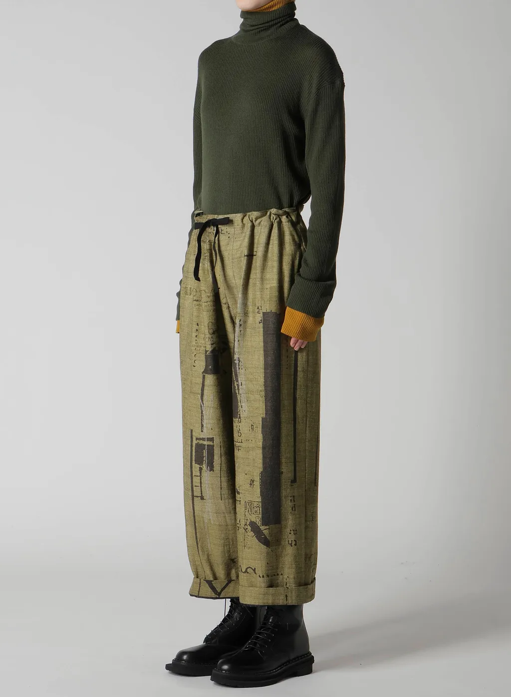 8Oz Denim Collage Print Straight String Pants