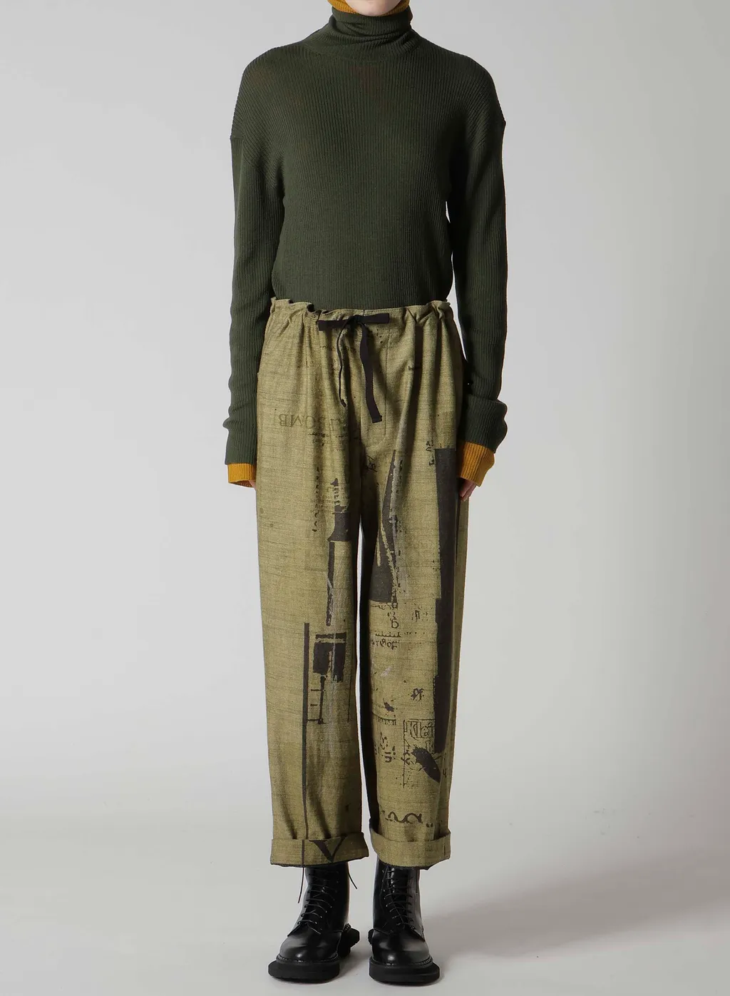 8Oz Denim Collage Print Straight String Pants