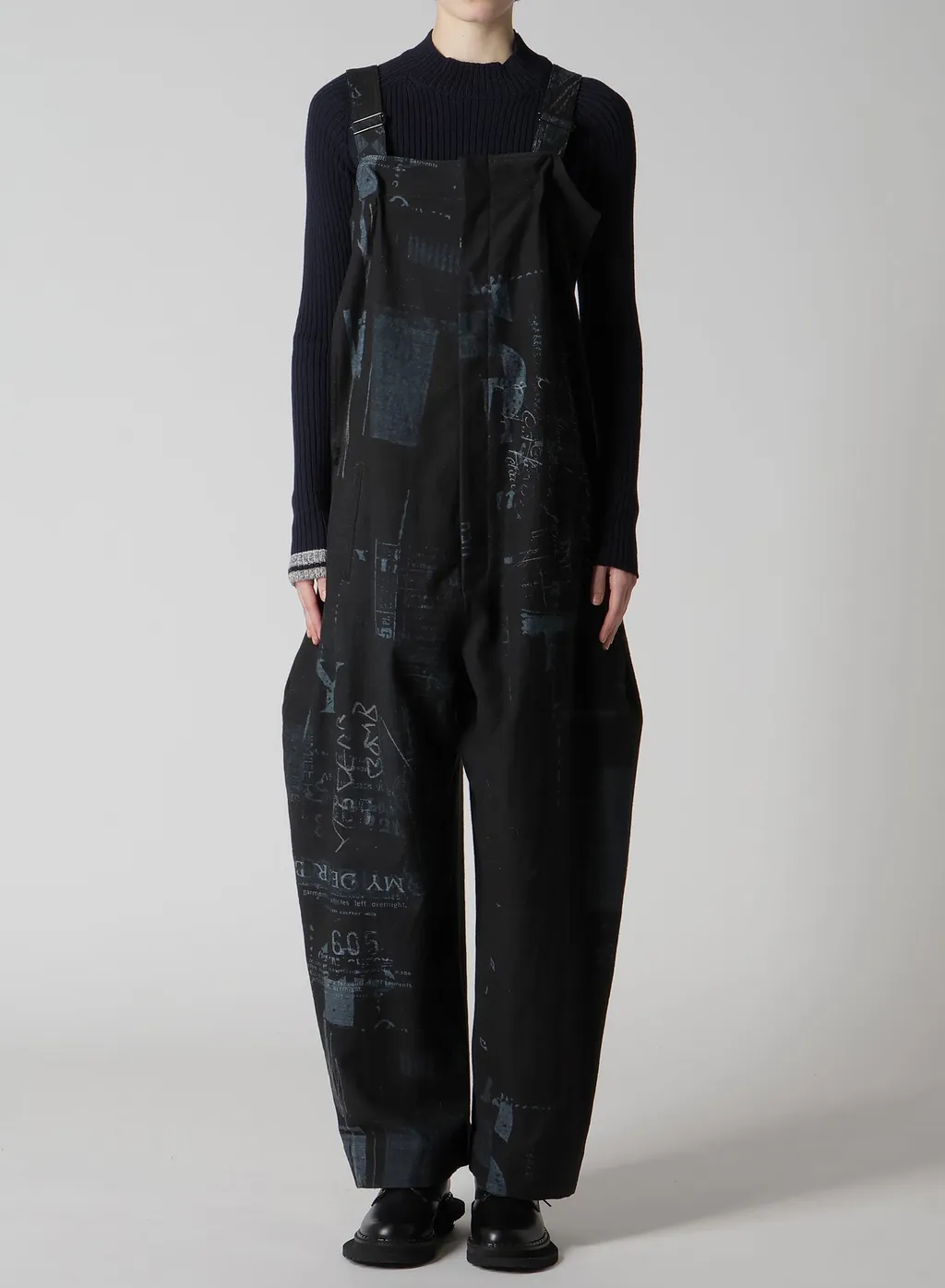 8Oz Denim Collage Print Overalls