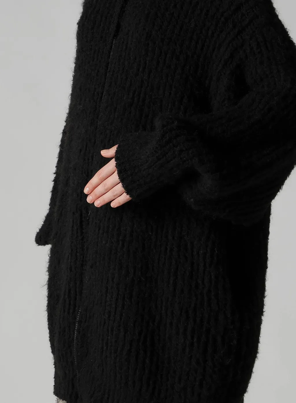 Fleece Raised Zip-Up Cardigan