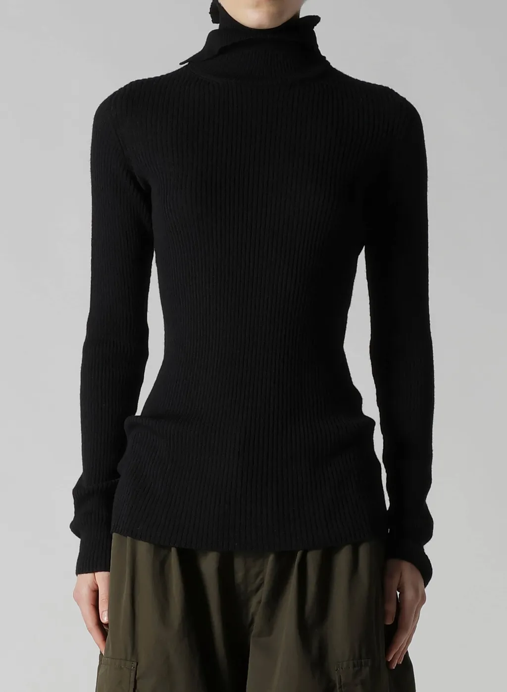Double High Neck Rib Pullover