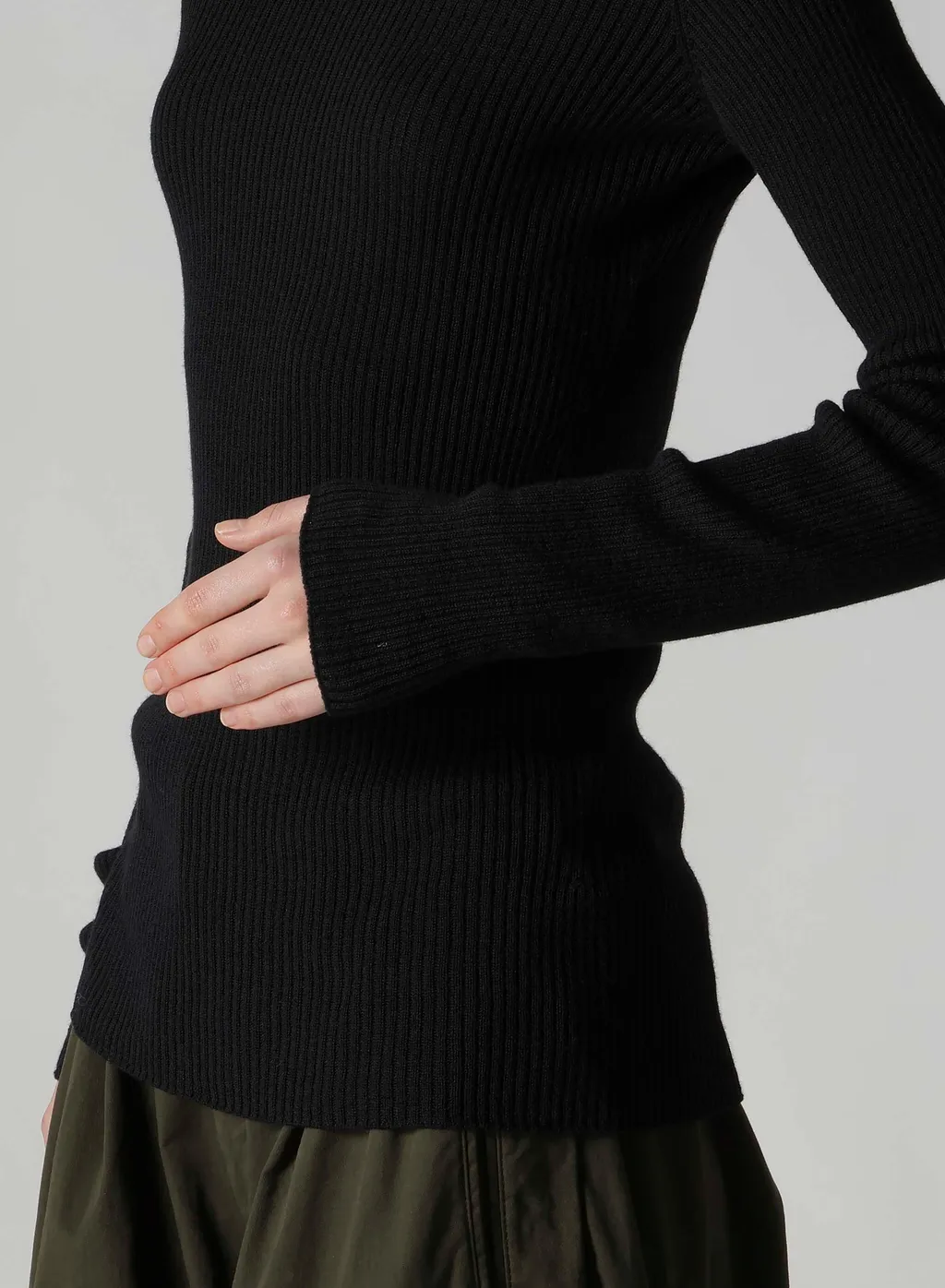 Double High Neck Rib Pullover