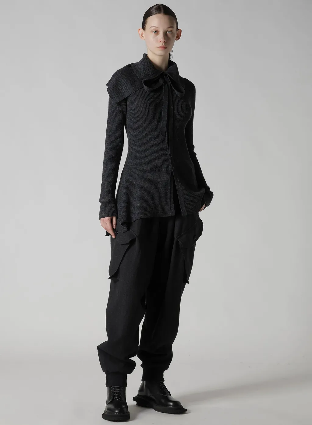Double Collar Assymetric Cardigan