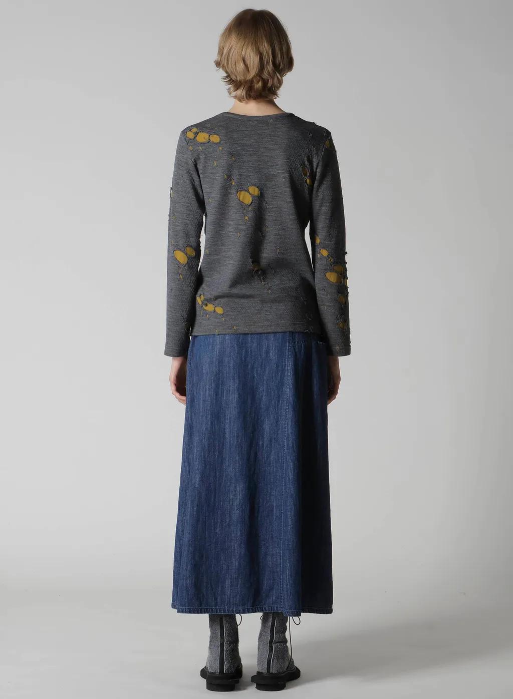 Bonded Hole Jq Round Neck Long T