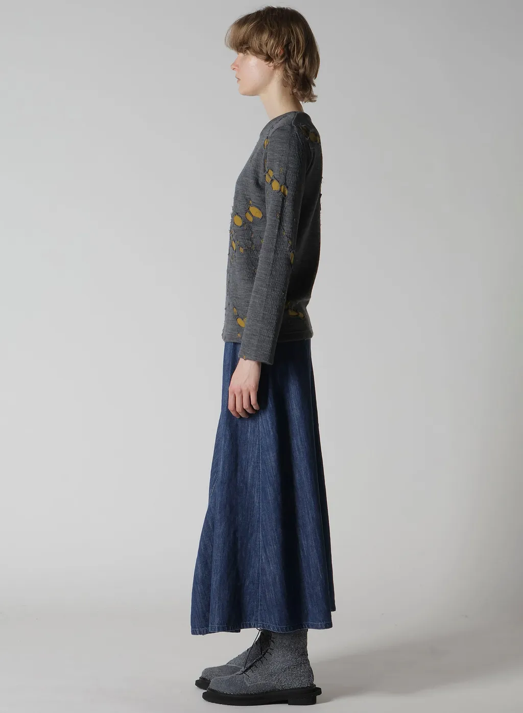 Bonded Hole Jq Round Neck Long T