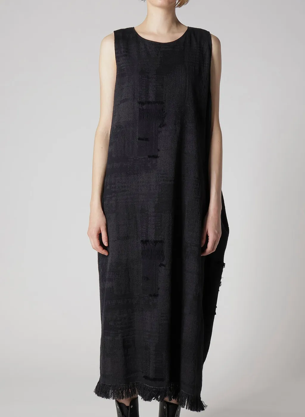 Patchwork Jacquard Asymmetric Sleeveless Dress
