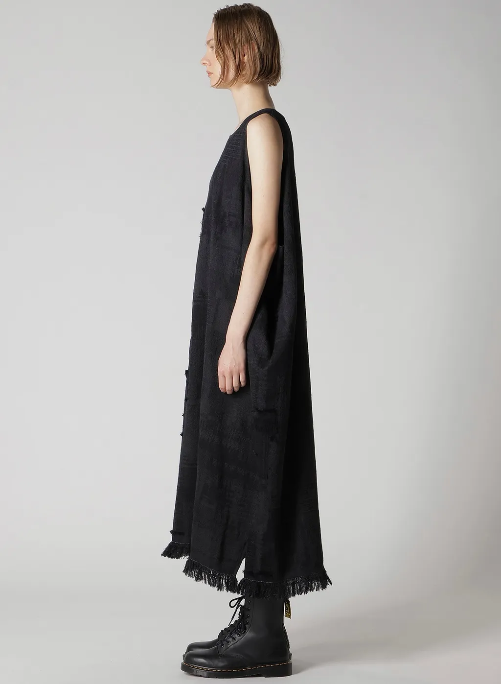 Patchwork Jacquard Asymmetric Sleeveless Dress