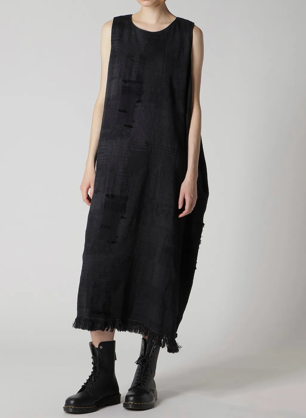 Patchwork Jacquard Asymmetric Sleeveless Dress