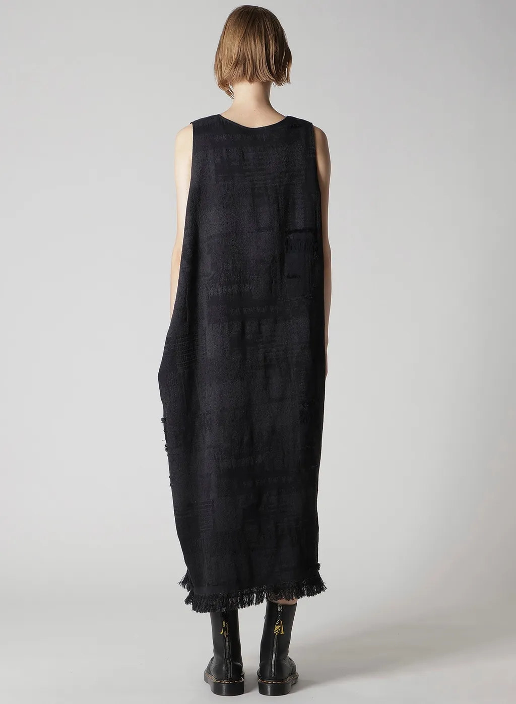 Patchwork Jacquard Asymmetric Sleeveless Dress