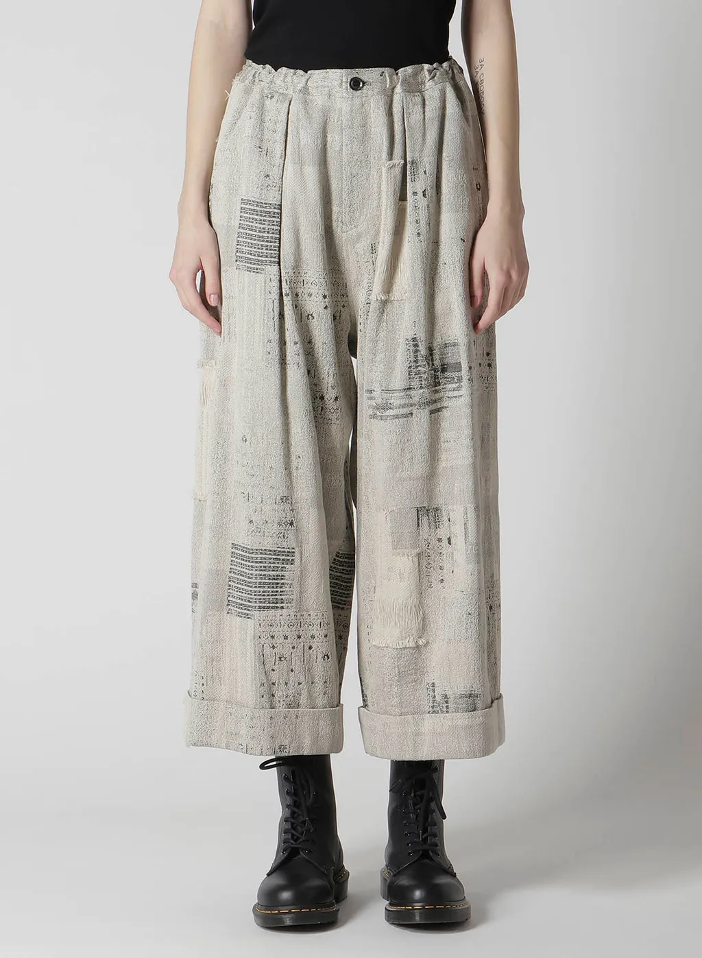 Patchwork Jq Front Tucked Pants