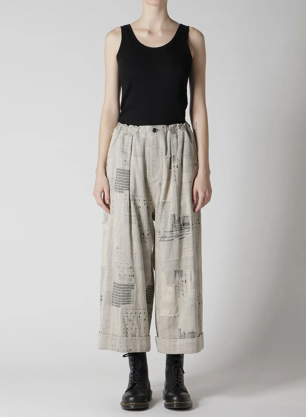 Patchwork Jq Front Tucked Pants