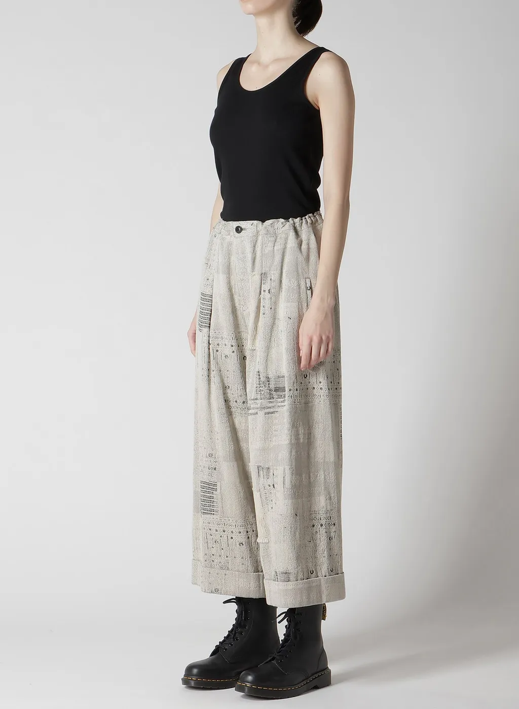 Patchwork Jq Front Tucked Pants