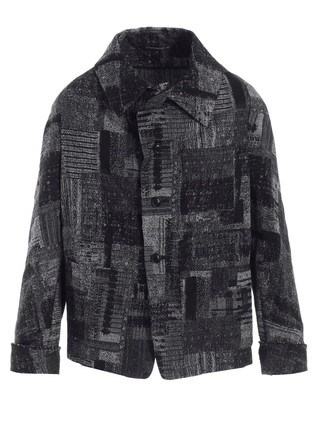 Patchwork Jacquard Off Collar Desgn Jacket