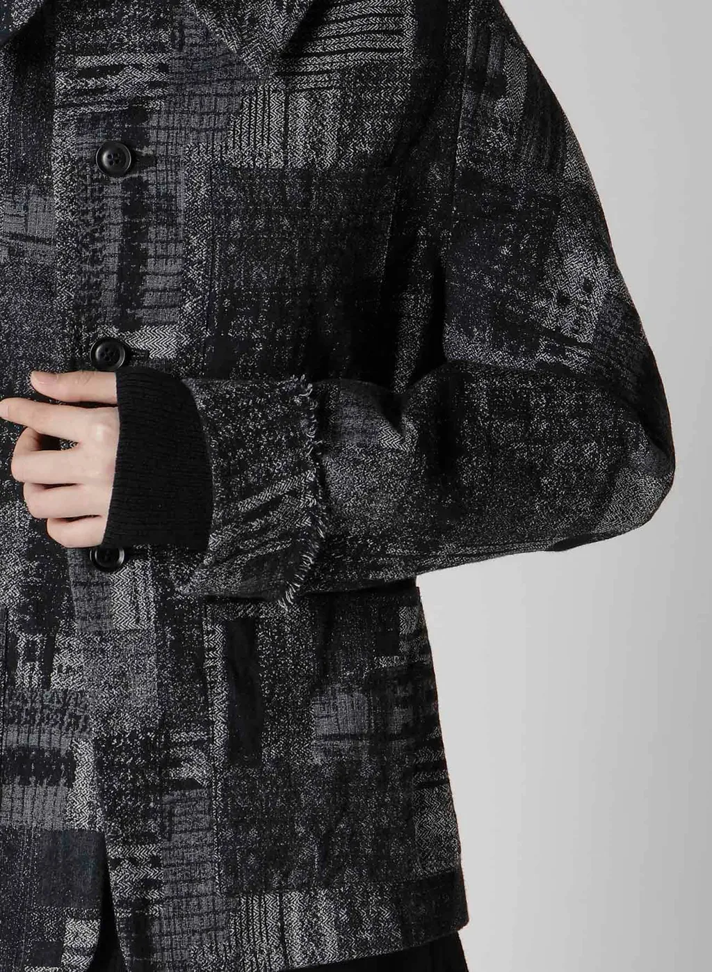 Patchwork Jacquard Off Collar Desgn Jacket