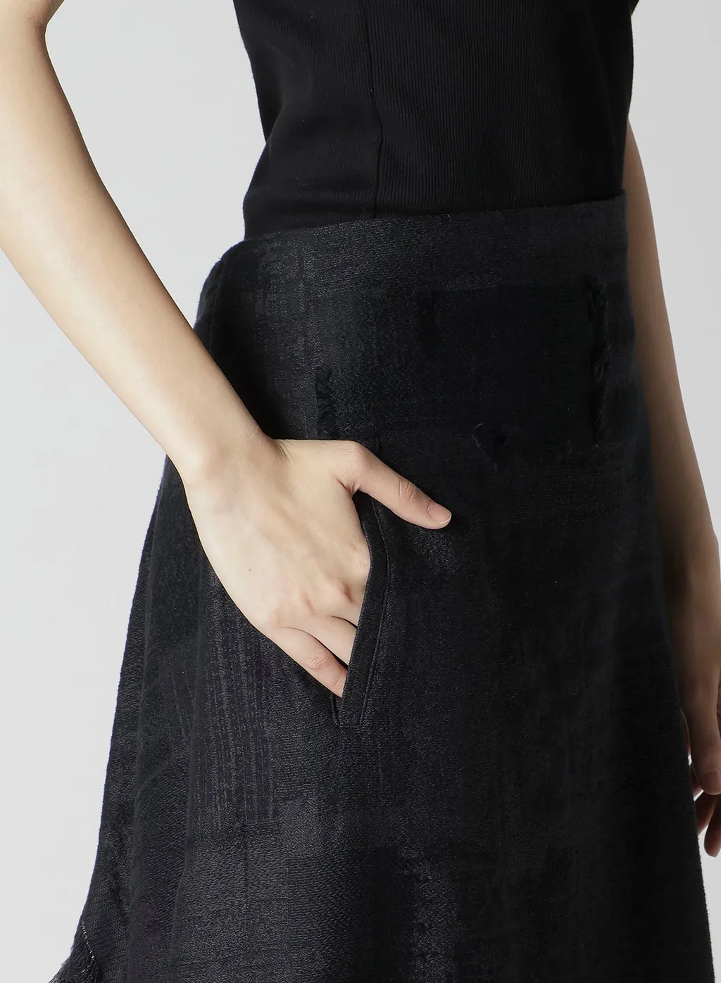 Patchwork Jacquard Wrap-Like Flare Skirt