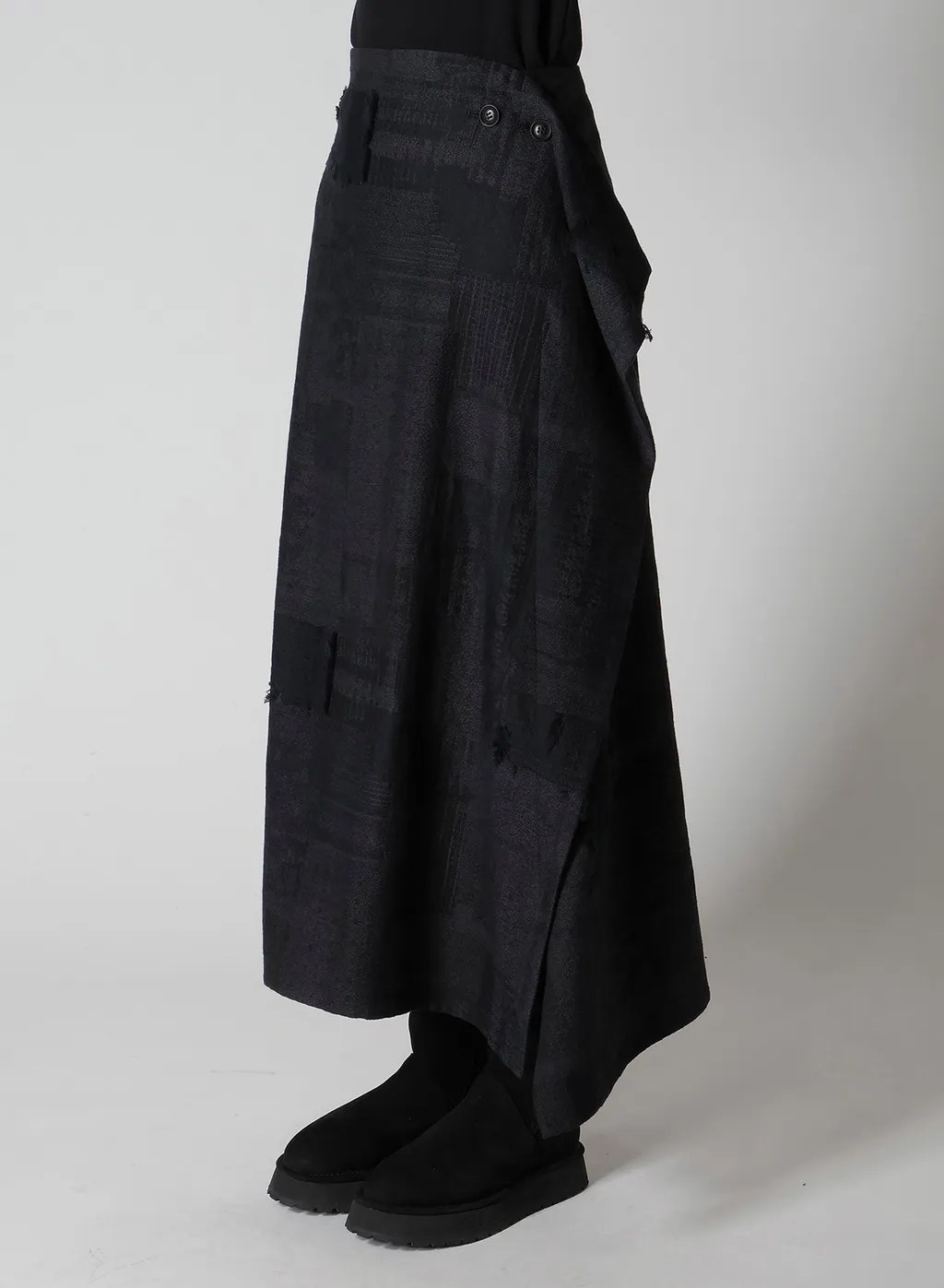Patchwork Jacquard Wrap-Like Flare Skirt