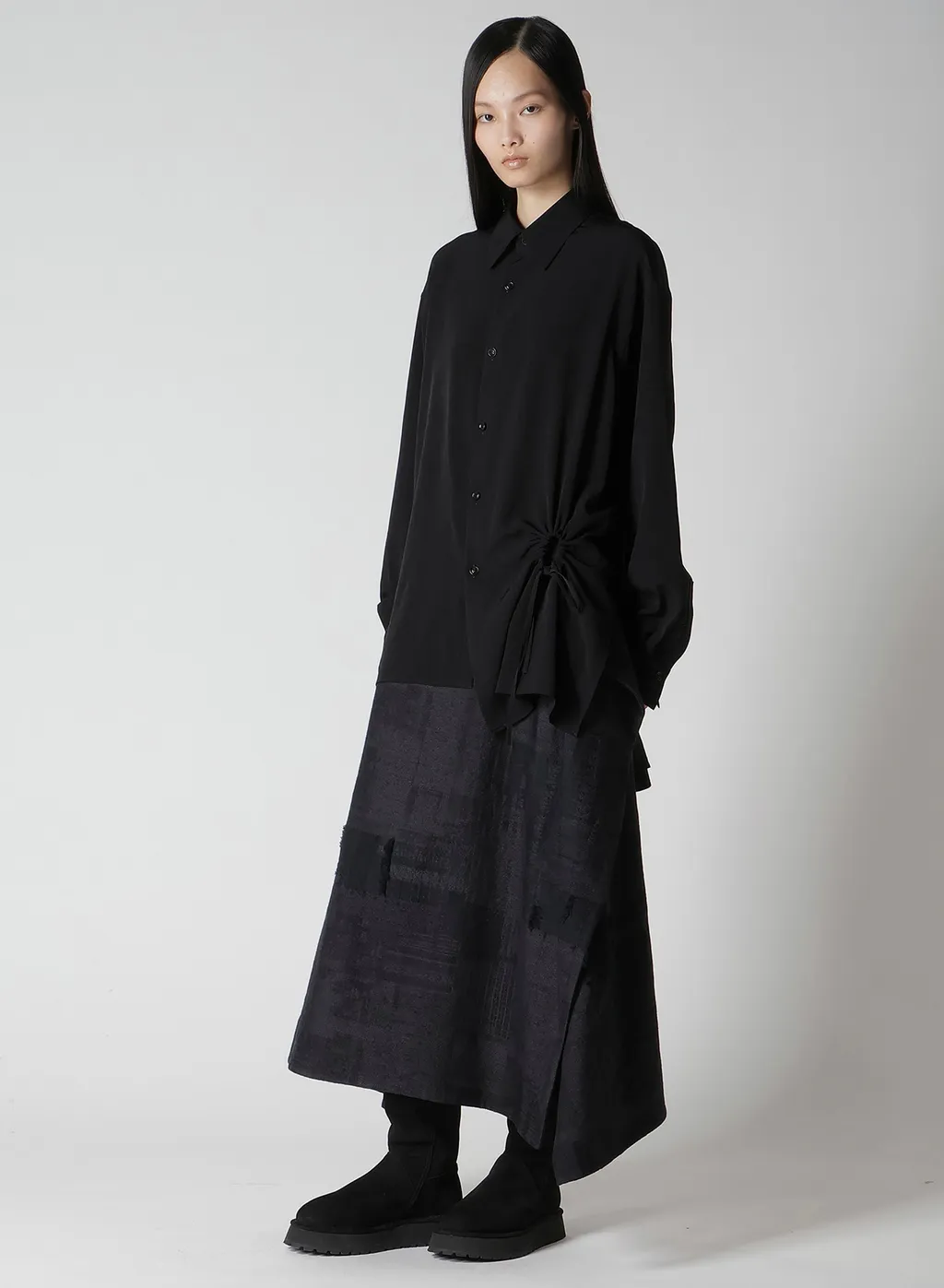 Patchwork Jacquard Wrap-Like Flare Skirt