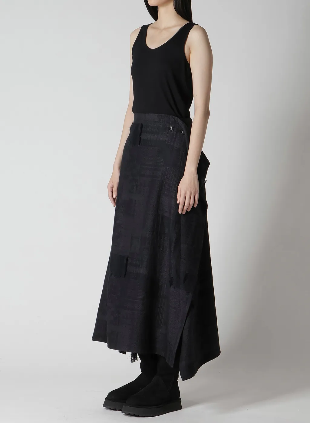 Patchwork Jacquard Wrap-Like Flare Skirt