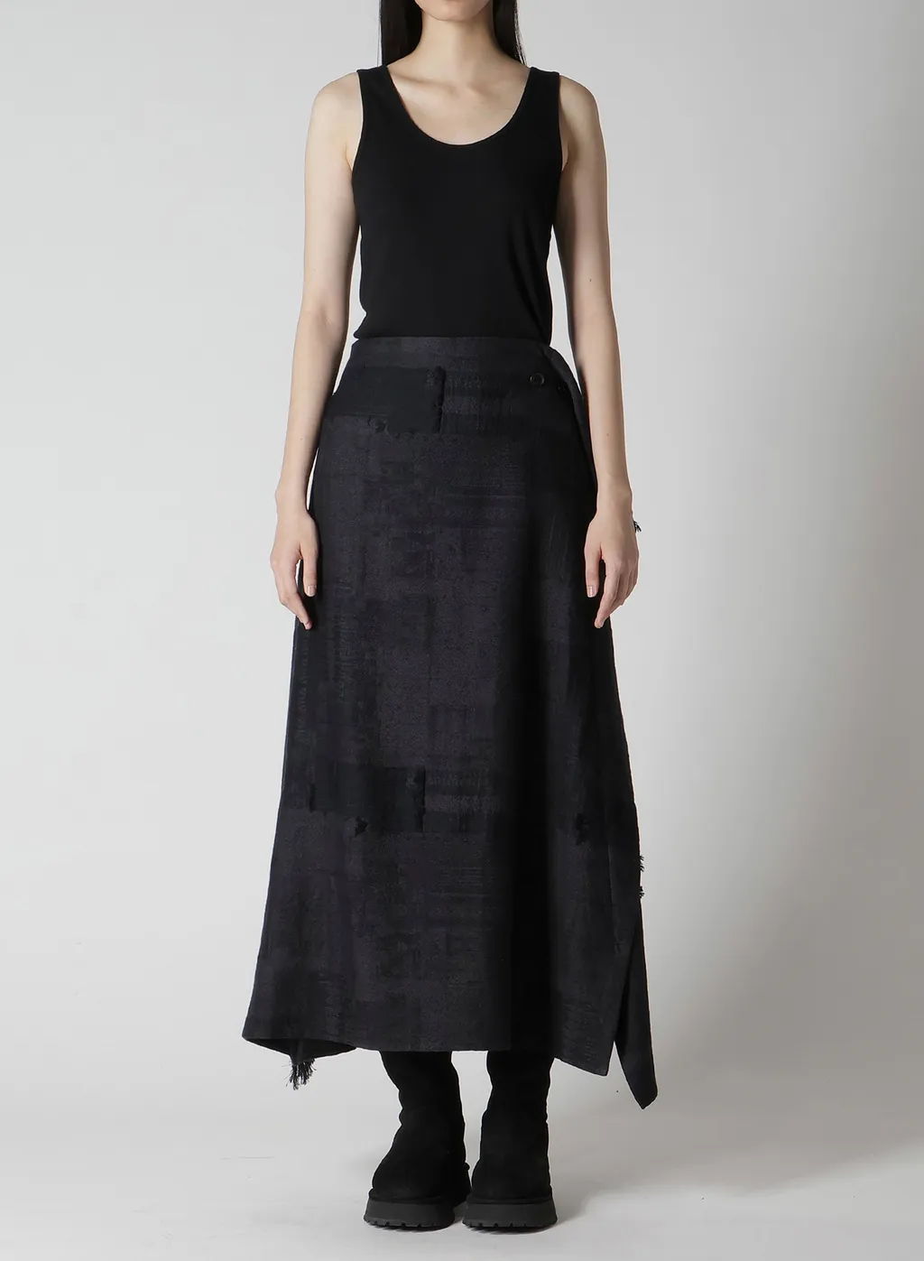 Patchwork Jacquard Wrap-Like Flare Skirt