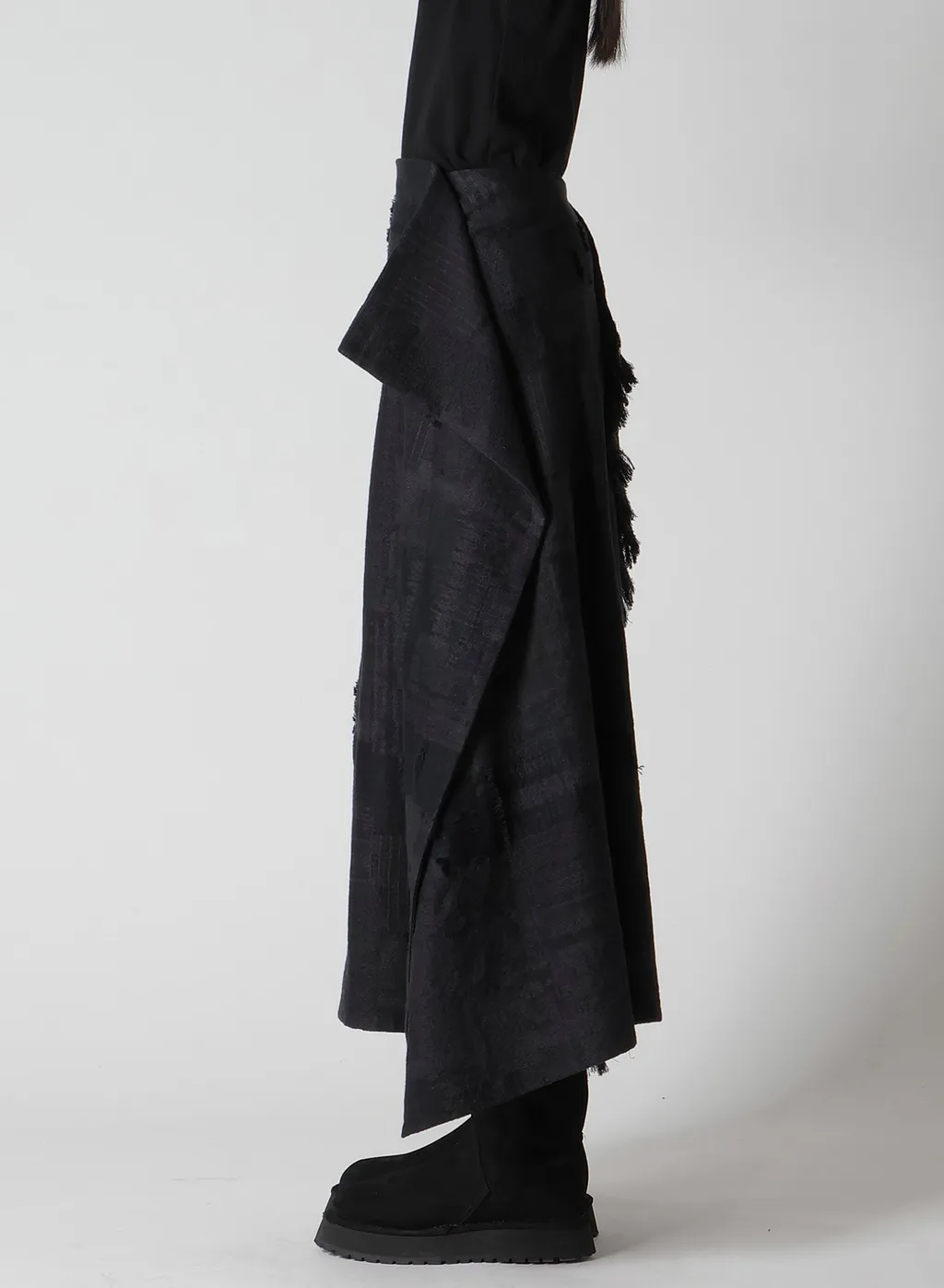 Patchwork Jacquard Wrap-Like Flare Skirt