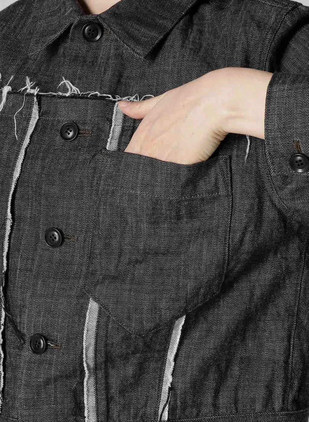 8Oz Untrimmed Panel Denim Jacket