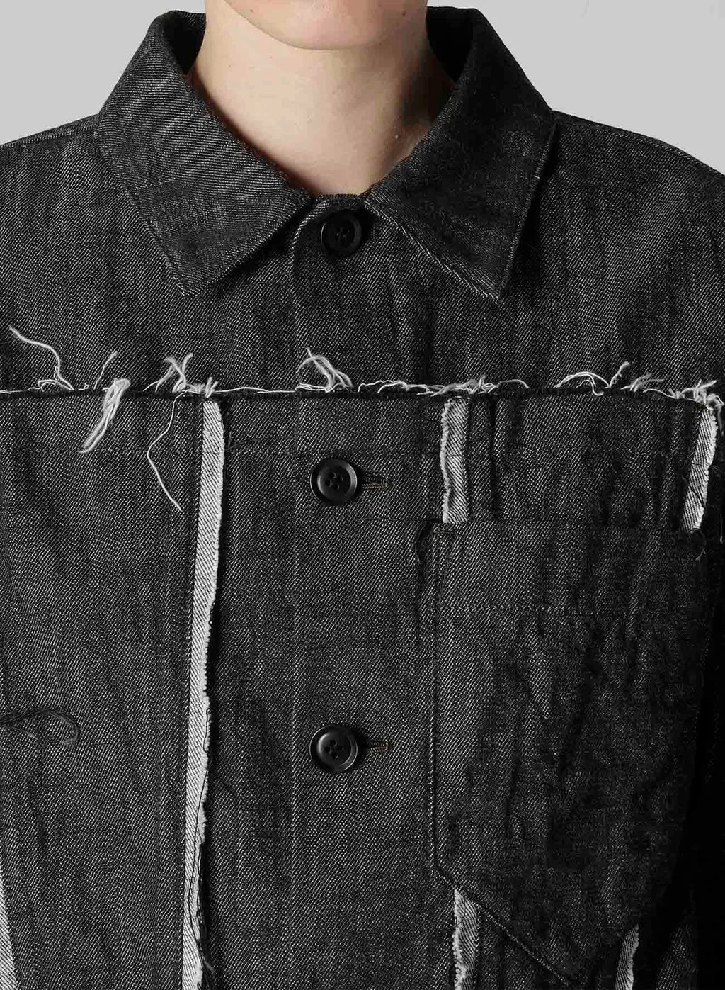 8Oz Untrimmed Panel Denim Jacket