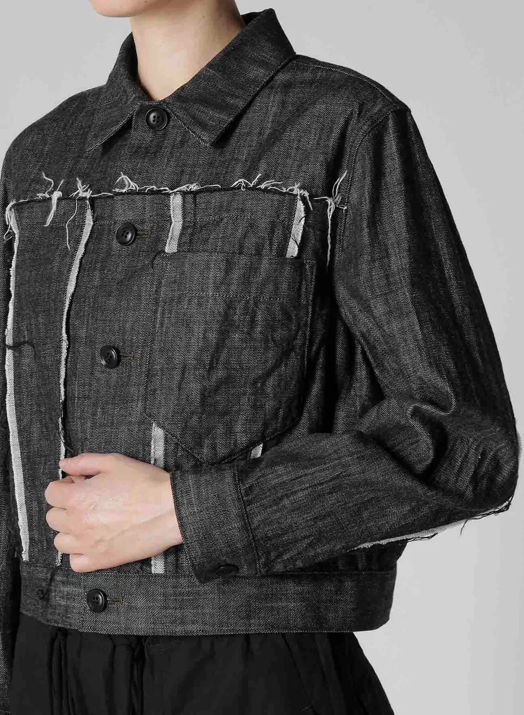 8Oz Untrimmed Panel Denim Jacket