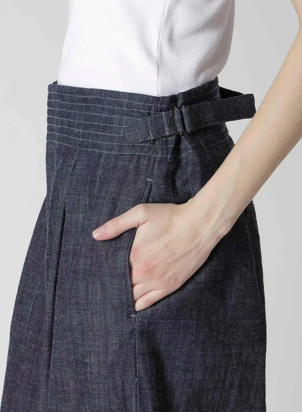 8Oz Waist String Wide Denim Pants