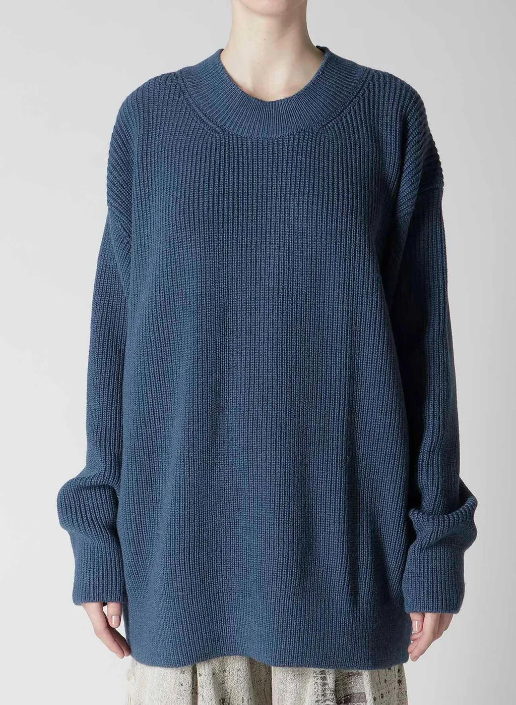 Big Round-Neck Knit Cardigan