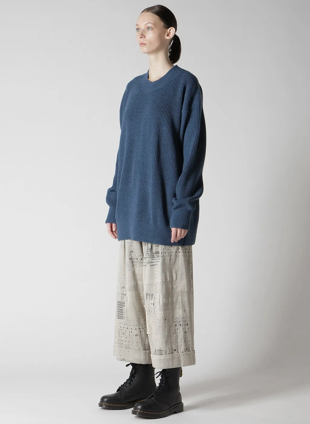 Big Round-Neck Knit Cardigan