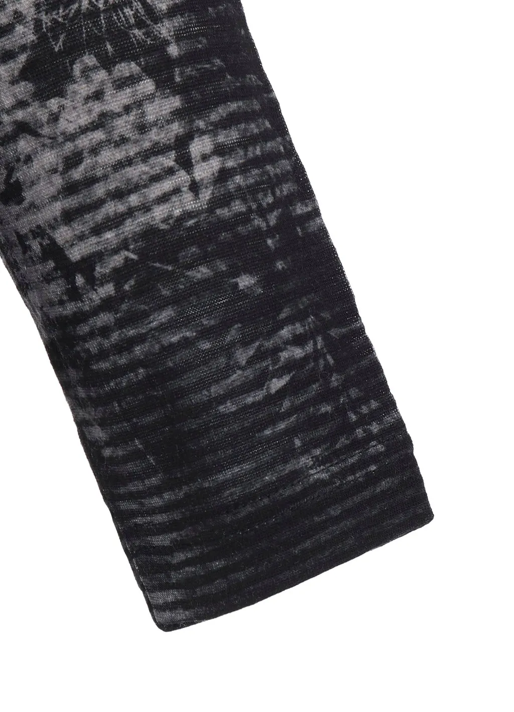 Blurry Flower Printted High Neck Long Sleeve T