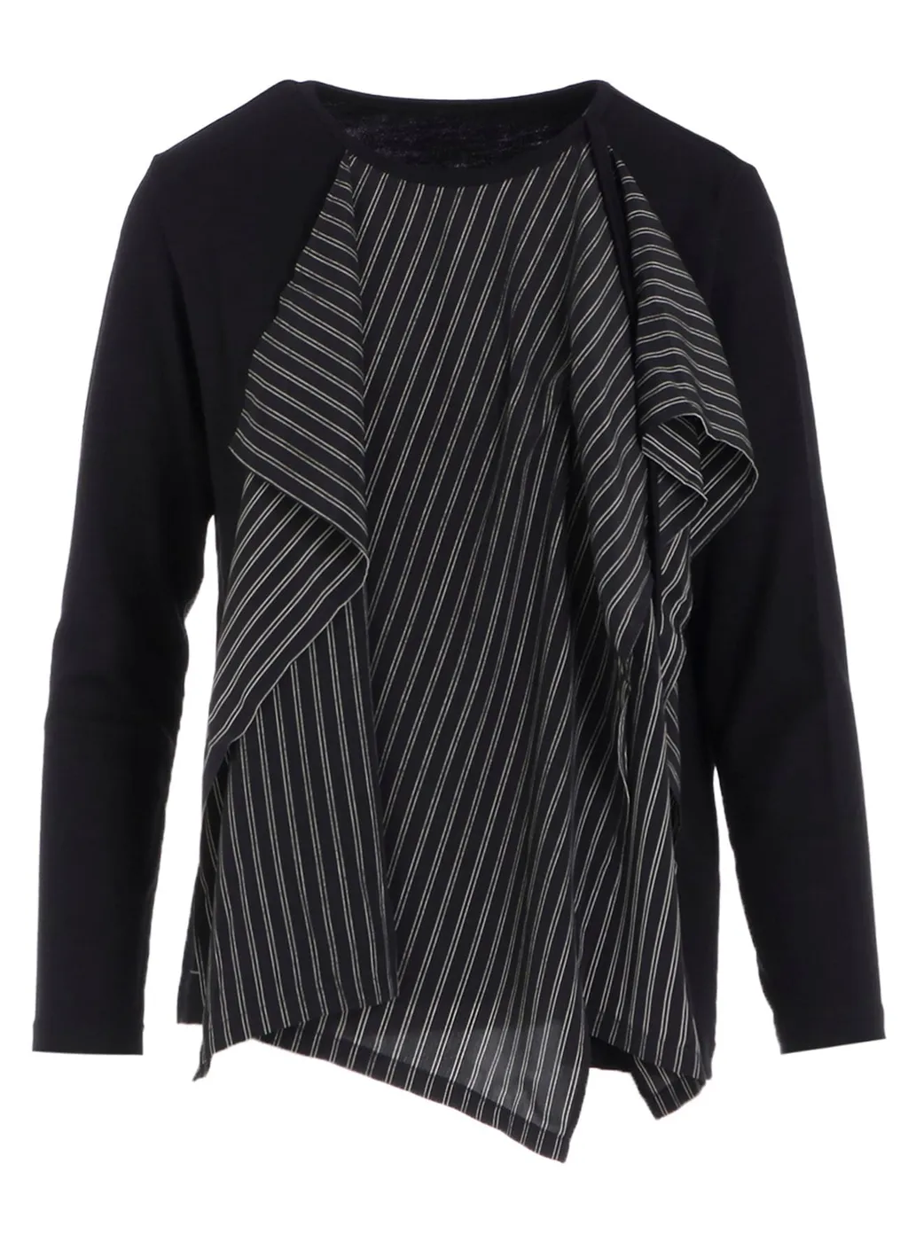 Cotton/Crepe De Chine Flare Round Neck T