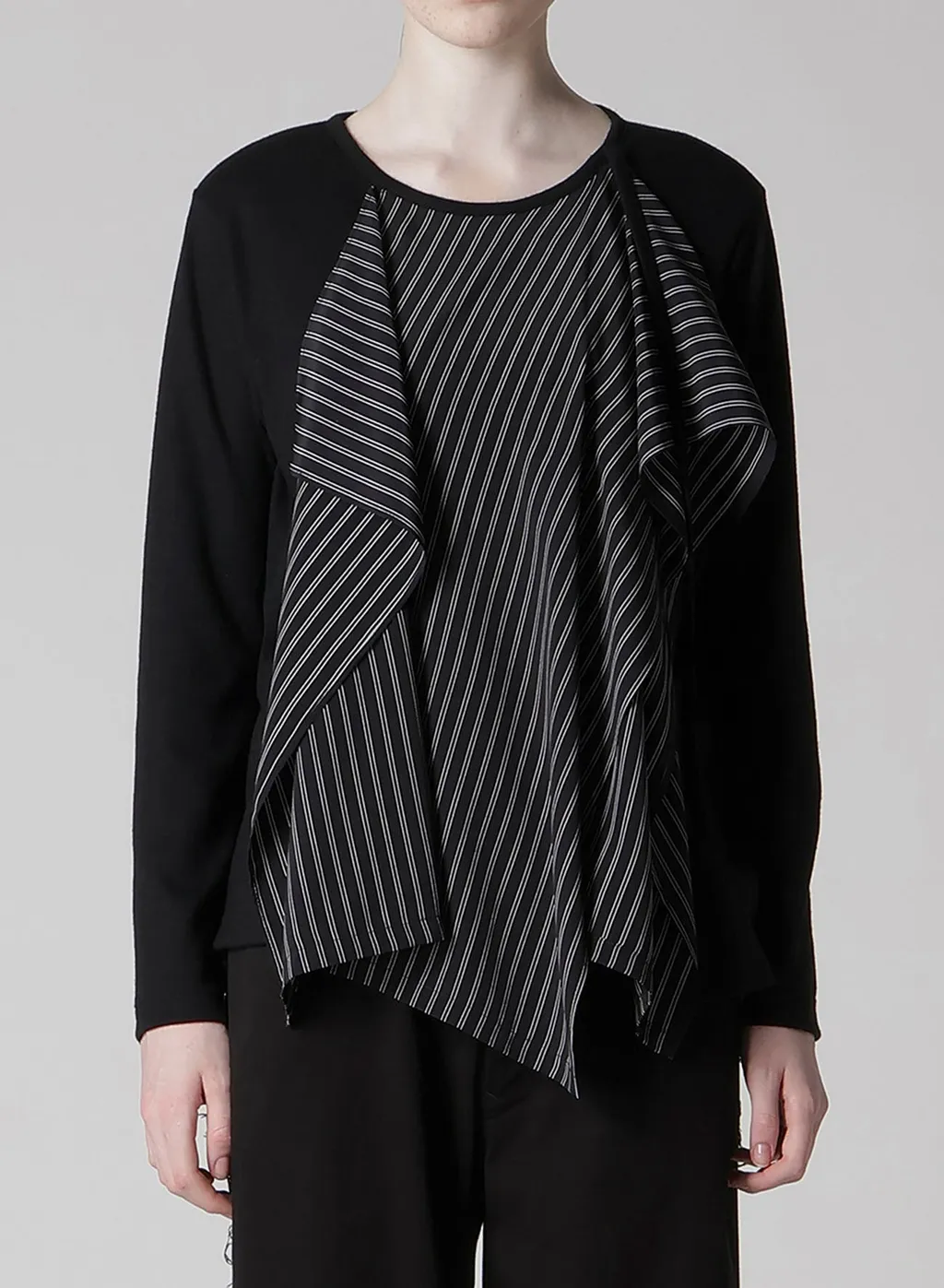 Cotton/Crepe De Chine Flare Round Neck T