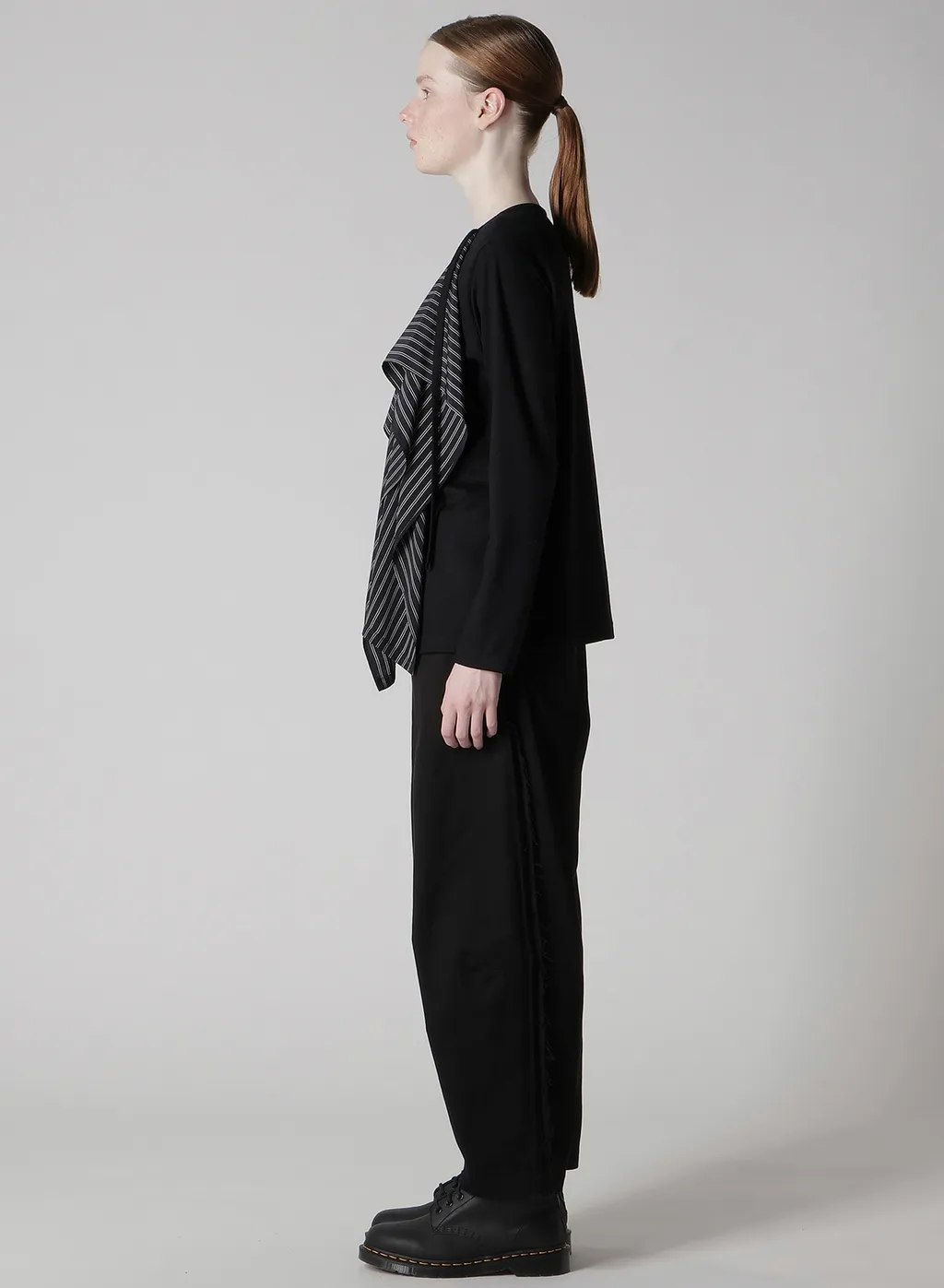 Cotton/Crepe De Chine Flare Round Neck T