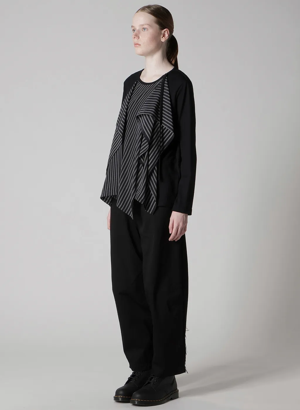 Cotton/Crepe De Chine Flare Round Neck T
