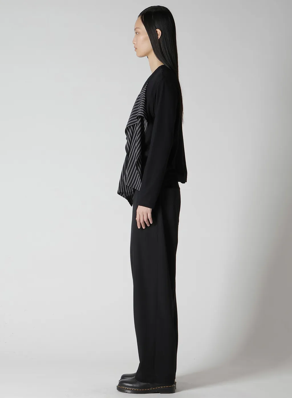 Cotton/Crepe De Chine Flare 3-Button Cardigan
