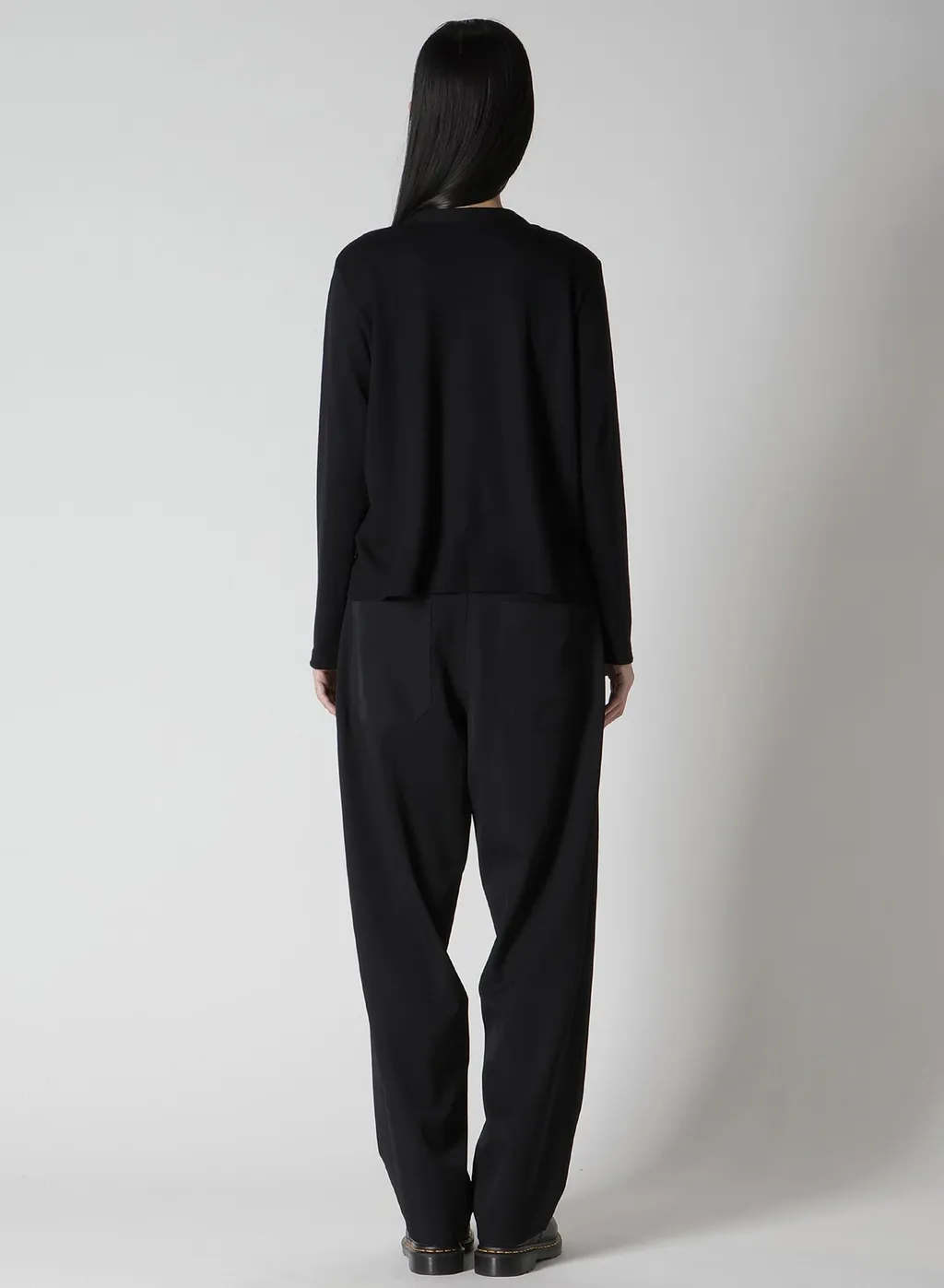 Cotton/Crepe De Chine Flare 3-Button Cardigan