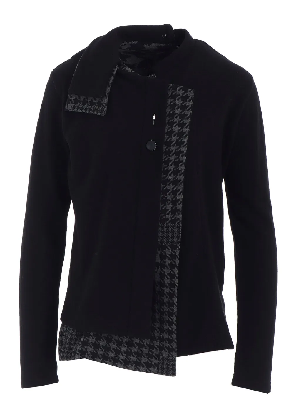 W/Ny Jersey Unbalanced Collar Cardigan