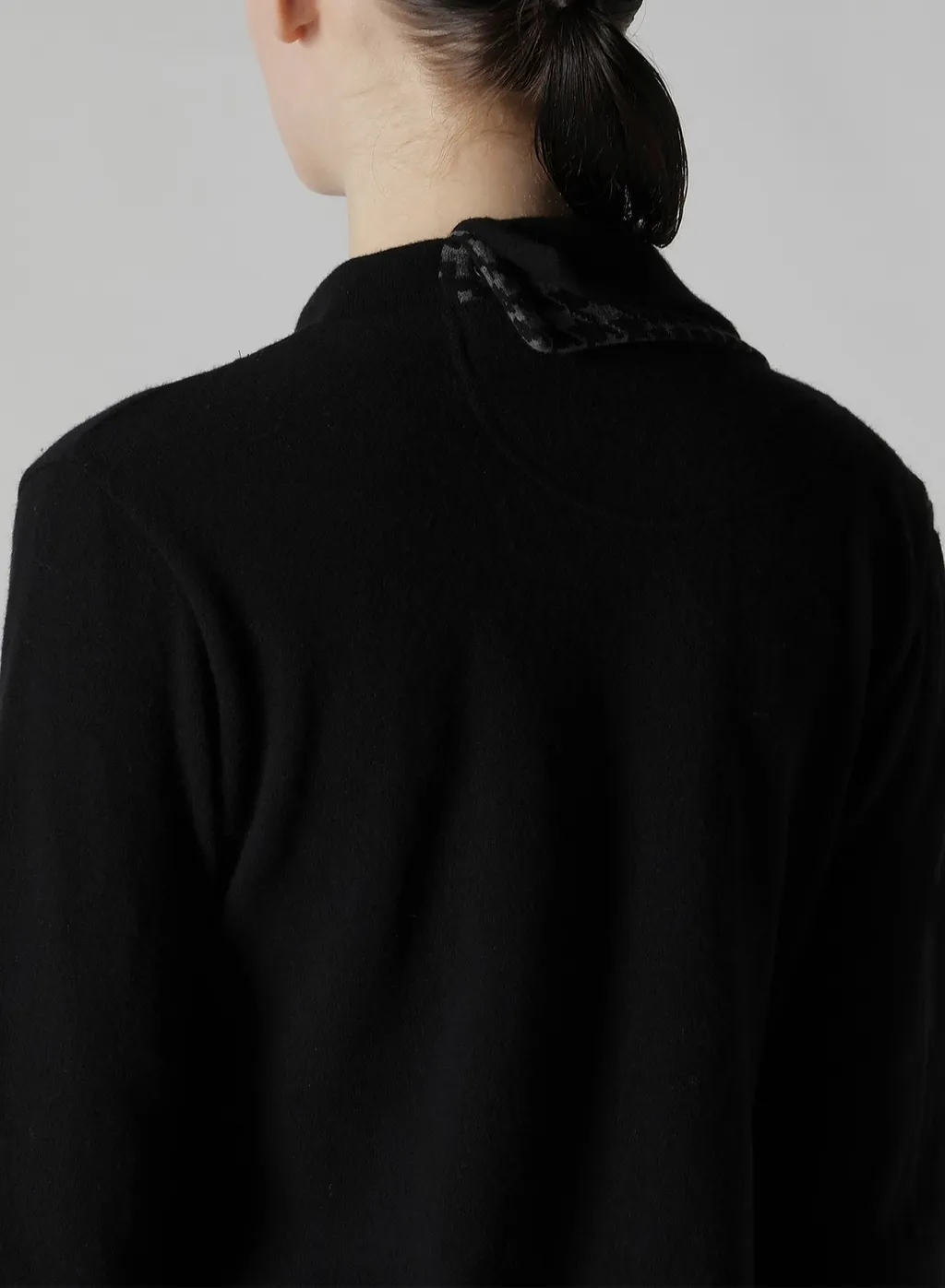 W/Ny Jersey Unbalanced Collar Cardigan
