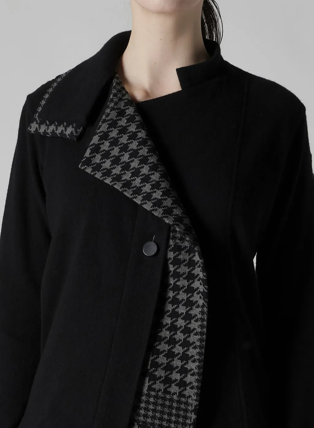 W/Ny Jersey Unbalanced Collar Cardigan
