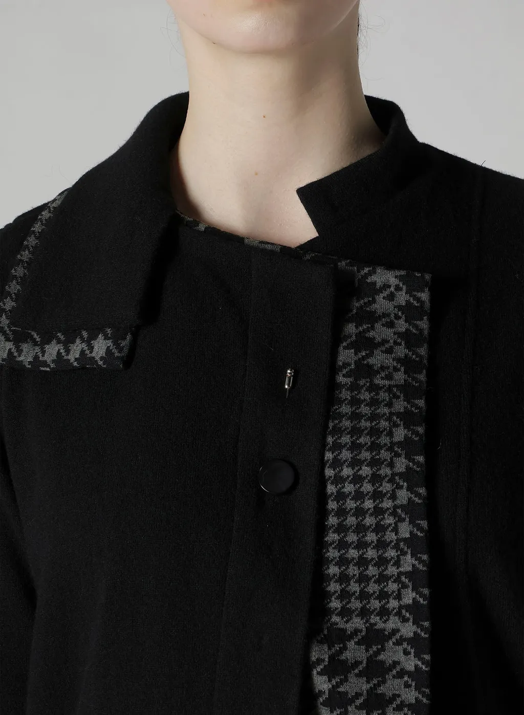 W/Ny Jersey Unbalanced Collar Cardigan